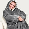 thumbnail image 6 of Bare Homey Plush Sherpa Wearable Blanket - Fluffy & Soft - Lightweight - Adult, Gray, 6 of 9