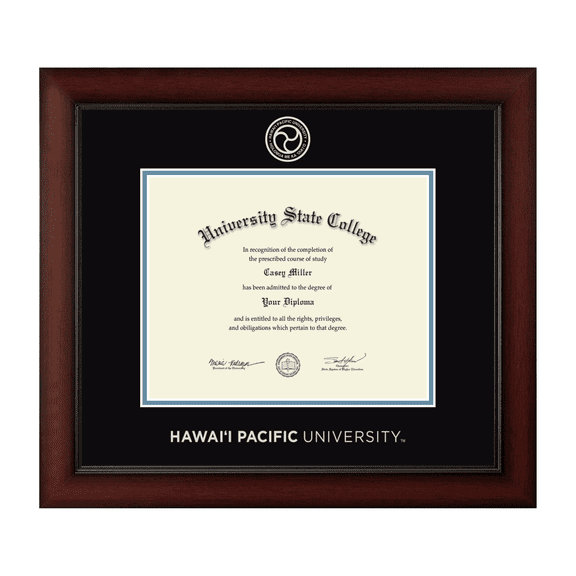 Framerly - HPU Diploma Frame with Black and Medium Blue Mat