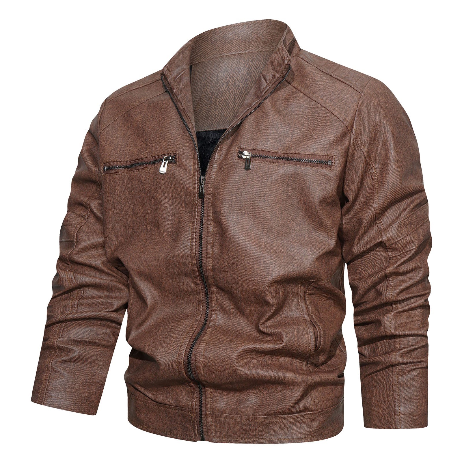 Jacket Mens Male Autumn And Winter Casual Solid Color Leather Jacket