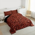 thumbnail image 3 of Feelyou Glitter Cheetah Print Queen Comforter Set for Adult, Bling Fashion Art Bedding Sets, Red Chic Abstract Reversible Bedding Comforter Set, Luxury Bedroom Decor, 3pcs, 3 of 8