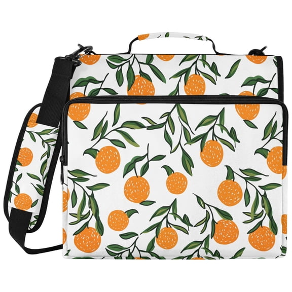 ALAZA Zipper Binder Orange Fruits Pattern 2 inch 3 Ring 500 Sheet Capacity Trapper Keeper File Folder Organizer Bag
