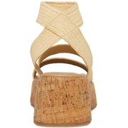 Steve Madden Womens Sashes Cork Flatform Sandals