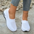 thumbnail image 2 of Women's Loafers Slip on Knit Mesh Lightweight Breathable Walking Shoes Casual Dressy Flat Driving Shoes White Size 9, 2 of 8