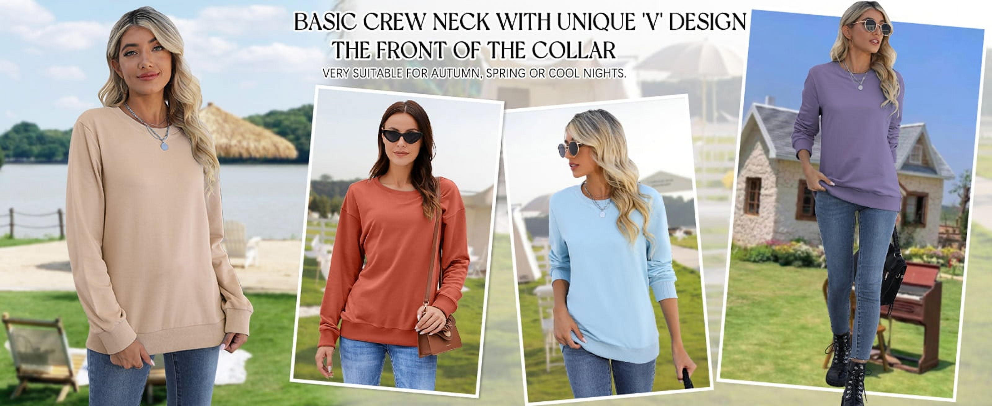 MOSHU Casual Womens Sweatshirts Crewneck Long Sleeve Tops Oversized Pullover Sweatshirt for Women