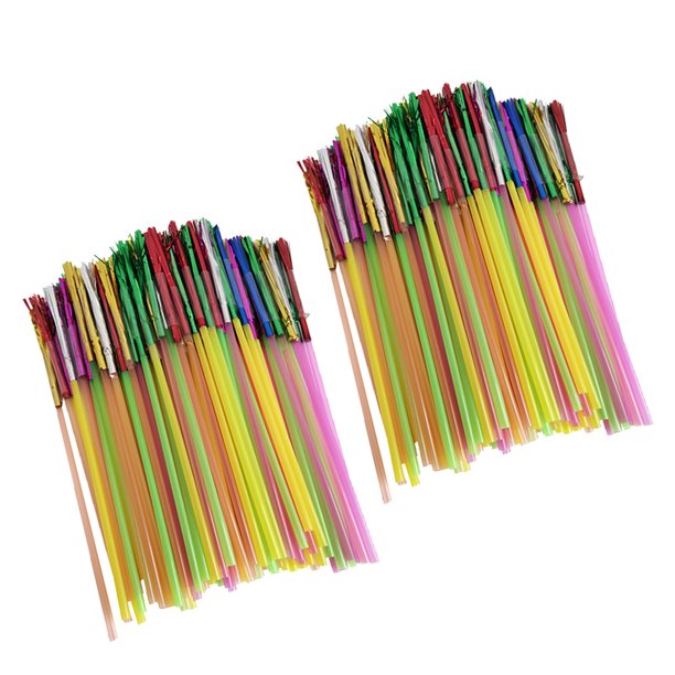 Paquete de 200 para beber de fuegos artificiales con flecos metálico, para , decoración desechable Colco Pajitas de la fiesta de fuegos artificiales de la hoja