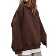 thumbnail image 1 of Solid Color Crewneck Loose Pullover Sweatshirt Long Sleeve Women Sweatshirt, 1 of 4
