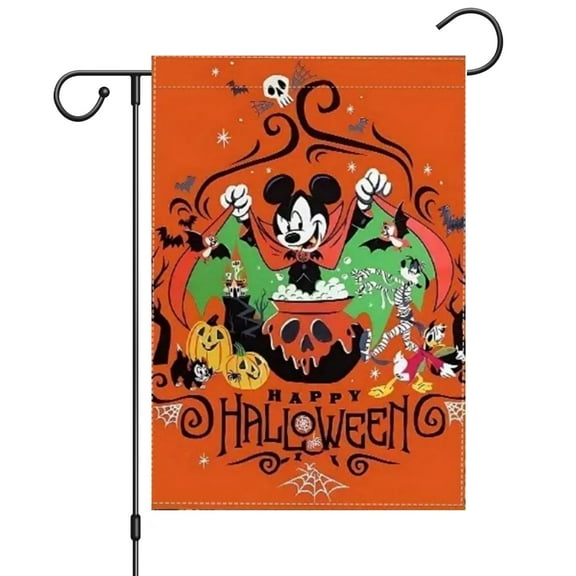 Bat Mickey 2pcs Halloween Garden Flags 12x18 inches Double-sided Welcome Garden Flag, Pumpkin Ghost Yard Flag for Outdoor Holiday Home Decoration