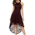 thumbnail image 1 of Dressystar Women Halter Hi-Lo Floral Lace Cocktail Dress Female Knee-Length Bridesmaid Dress, 1 of 9