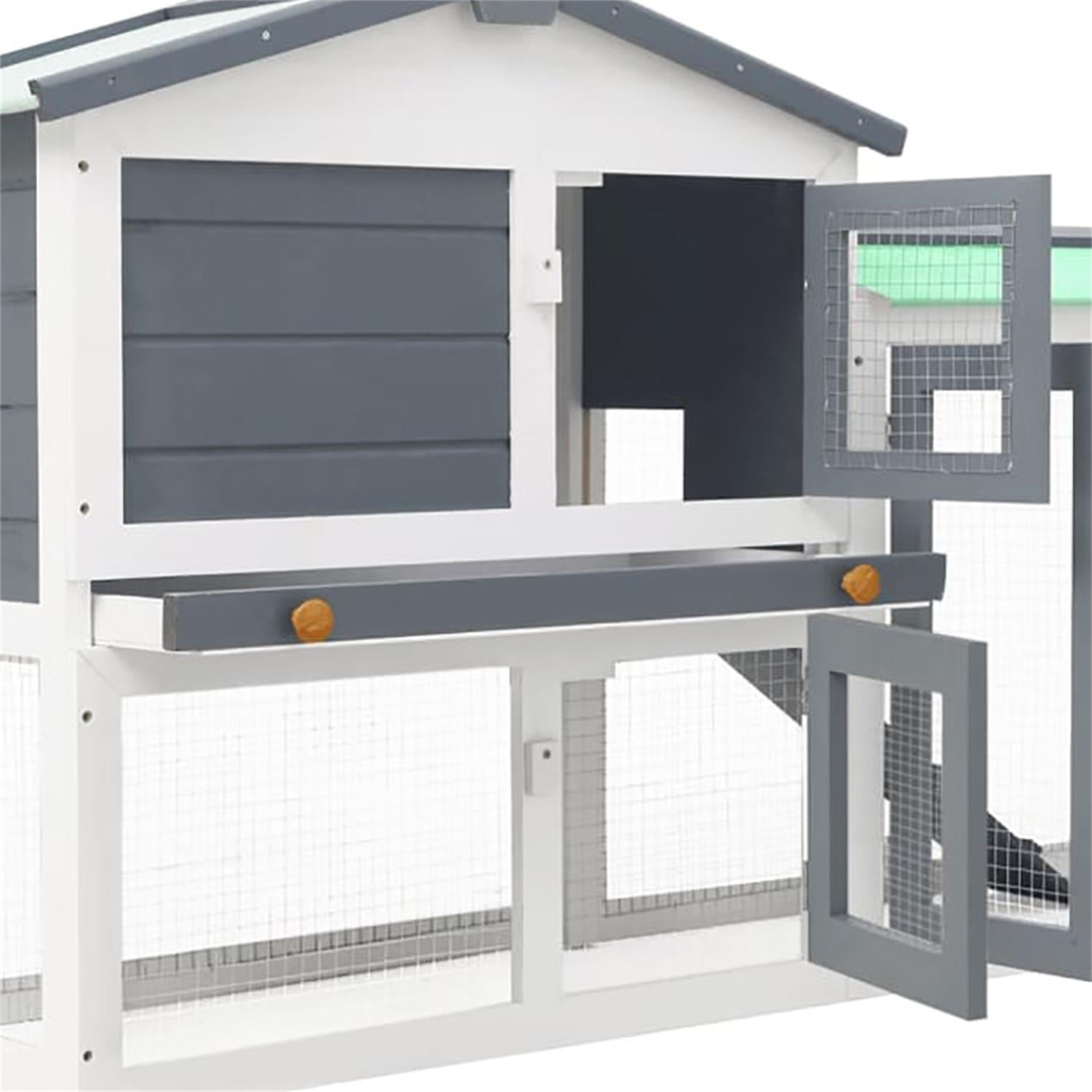 Pefilos 48" Wood 2 Tier Chicken Coops Habitat, Rabbit Hutch for Outdoors, Indoor Guinea Pig Coop Pet House with Stairs, Gray Pefilos 48" Wood 2 Tier Chicken Coops Habitat, Rabbit Hutch for Outdoors, Indoor Guinea Pig Coop Pet House with Stairs, Gray