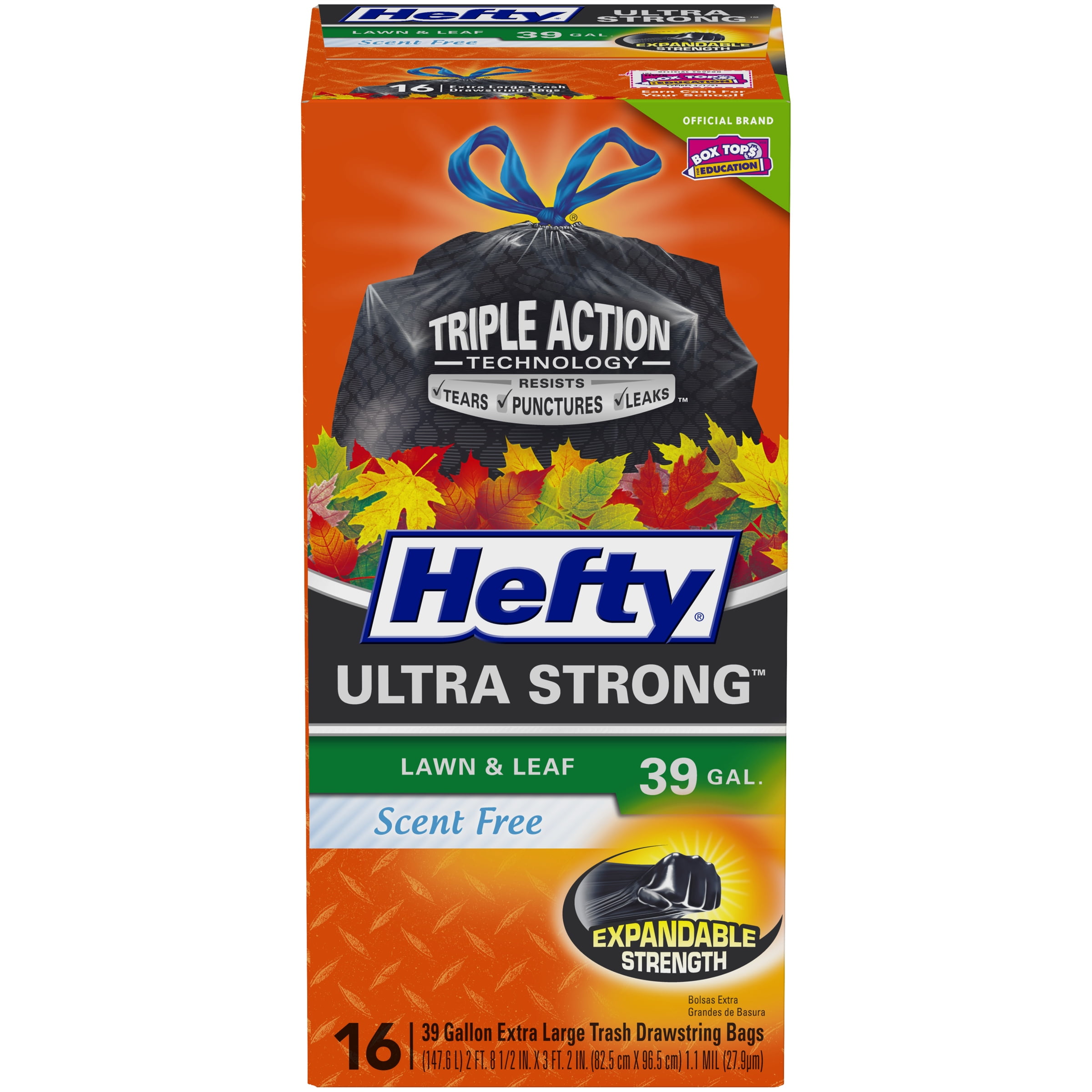 Hefty® Ultra Strong™ Lawn & Leaf Scent Free 39 Gallon Extra Large Drawstring Trash Bags 16 ct Box
