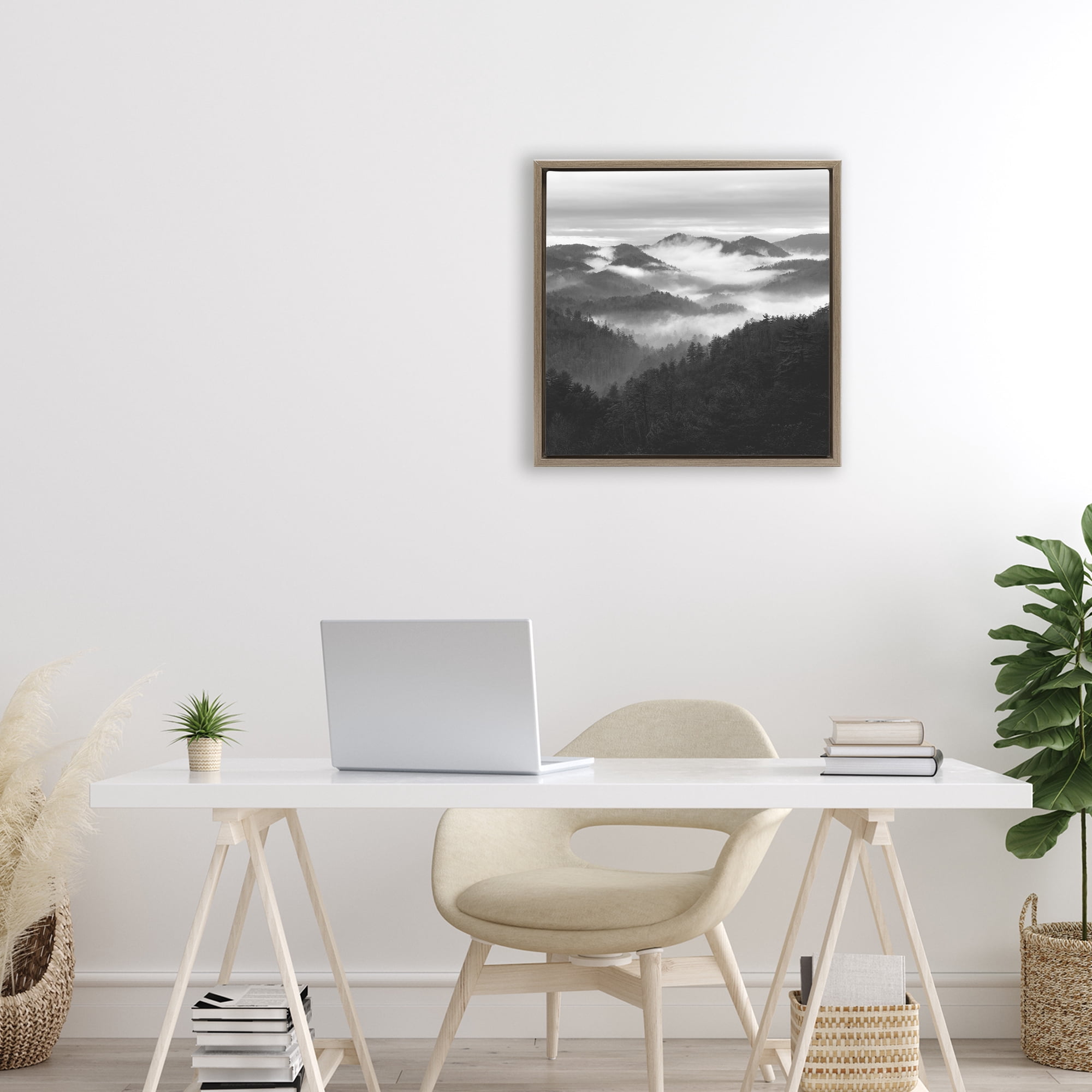 Stupell Industries Smoky Mountains Forest Brown Framed Floater Canvas Wall Art, design by Nicholas Bell