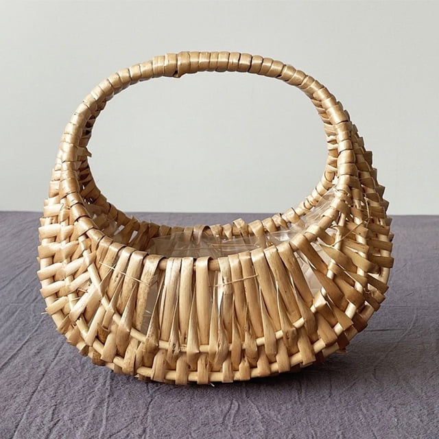 OFFIGAM Cesta Decorativa De Rattan Natural Con Asa Para Flores, Almacenaje Y Fiestas Especiales