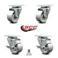 thumbnail image 2 of 3 Inch Semi Steel Cast Iron Wheel Swivel Top Plate Caster Set with 2 Brakes SCC, 2 of 2