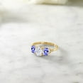 thumbnail image 4 of Gem Stone King 10K Yellow Gold 3-Stone Engagement Ring Set with Tanzanite and Oval 1.82cttw Moissanite (Size 7), 4 of 4