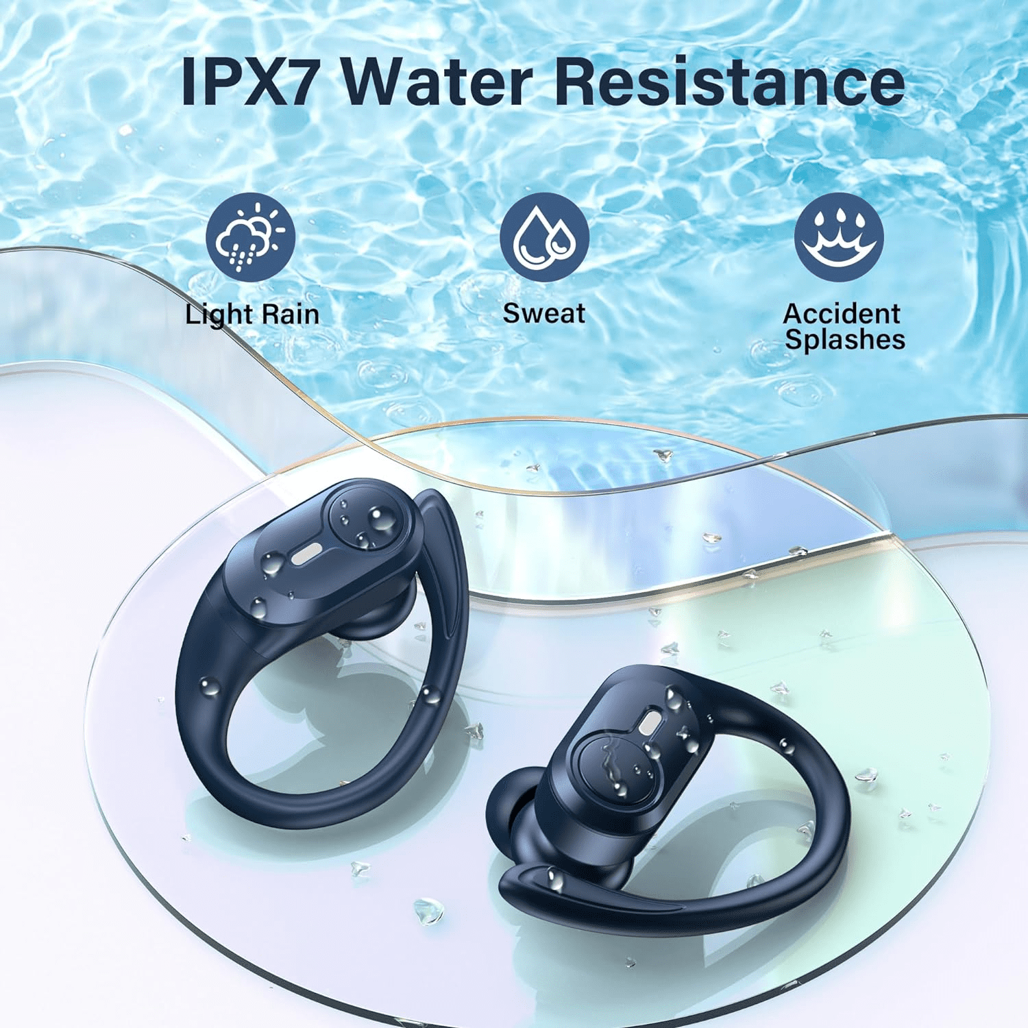 V6 Bluetooth Headphones Wireless Earbuds 88Hrs Playback Sport Ear Buds with Earhook Digital Display Charging Case IPX7 Waterproof Earbud Deep Bass Running Earphones for iOS Android Cellphone