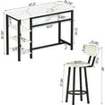 thumbnail image 6 of Lamerge Bar Dining Table Set for 2, 3 Piece Bar Table and Chairs Set, Kitchen Counter Height Dining Table Set, Small Kitchen Bar Table with Storage, Breakfast Nook Set for Small Space, White+Black, 6 of 10