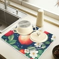 thumbnail image 2 of Yayeee Dish Drying Mat for Kitchen Counter 16" x 18" Microfiber Super Absorbent Coffee Decorative Pad, Blue Apple Pattern, 2 of 9