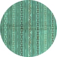 thumbnail image 1 of Ahgly Company Machine Washable Indoor Round Abstract Turquoise Blue Contemporary Area Rugs, 7' Round, 1 of 4