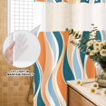 thumbnail image 4 of No Hook Shower Curtain, Teal Orange Striped Shower Curtains for Bathroom with See Through Top Window, Vintage Abstract Waves Striped Waterproof & Washable Bath Curtain Extra Long 72"x96", 4 of 9