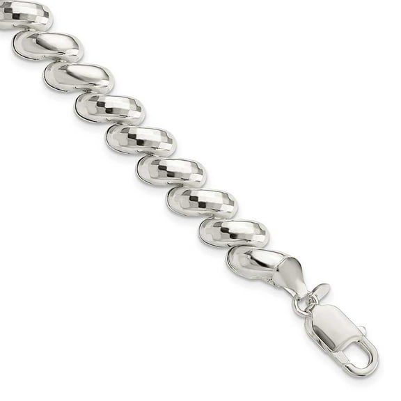 Sterling Silver Fancy Diamond-cut San Marco Bracelet