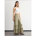 thumbnail image 2 of High-Waist Wide-Leg Linen Trousers with Tassel-Hem, 2 of 6