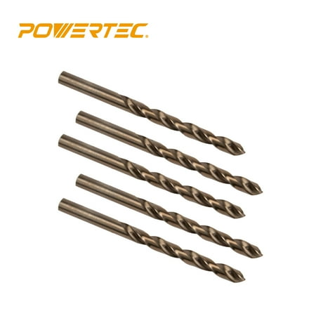 UPC: 0843441104803 | POWERTEC QDB2019 Cobalt Drill Bit 5/16-inch | 135 Degree Drill Bit Set – 5 Pack