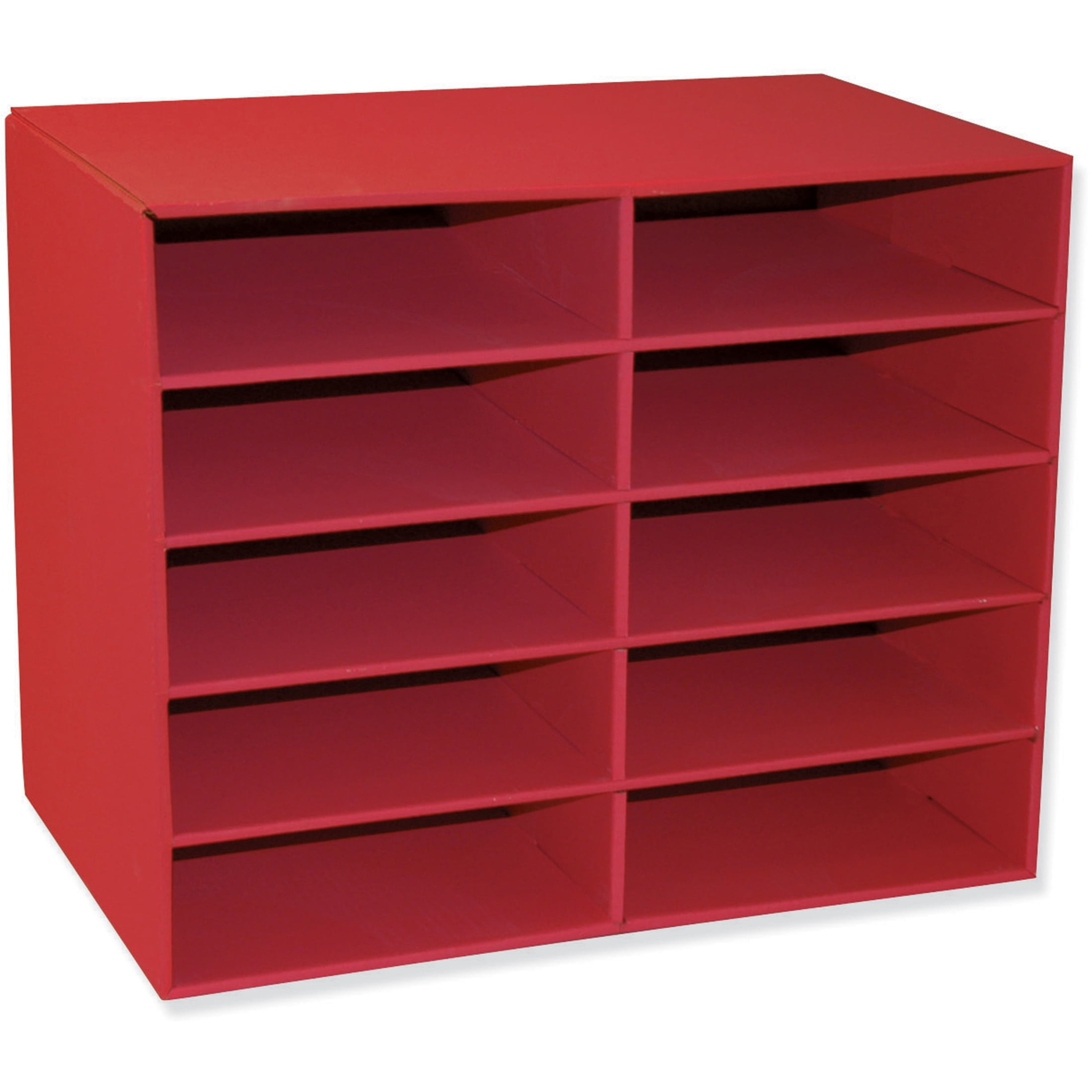 Pacon Classroom Keepers Corrugated Cardboard 10 Compartments 17"x 12.88" x 21" File Organizer, Red