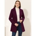 thumbnail image 2 of INSPIRE CHIC Manteau d'Hiver Élégant pour Femme à Revers Cranté, Boutonné, Simple Boutonnage, Rouge Violacé, TP, 2 of 5