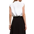 thumbnail image 3 of Blusa de oficina sin mangas para mujer INSPIRE CHIC, con botones, volantes y cuello redondo, color blanco L, 3 of 5