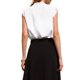 thumbnail image 3 of Blusa de oficina sin mangas para mujer INSPIRE CHIC, con botones, volantes y cuello redondo, color blanco L, 3 of 5