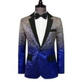 thumbnail image 2 of ZUKMRJPC Mens Stylish Sequin Suit Jacket Two Color Conversion One Button Slim Fit Dress Suit Jacket Fashion Wedding Party Prom Festival Sport Coat, 2 of 5
