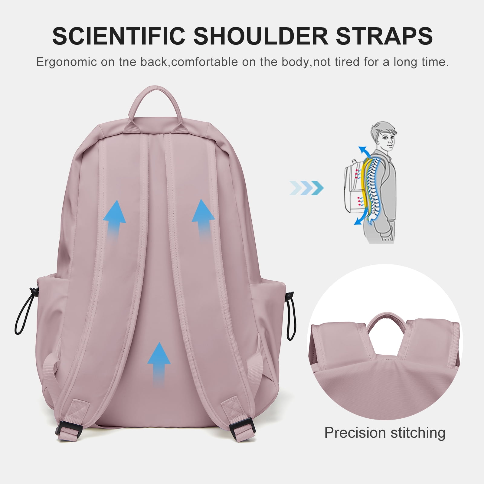 School Backpack Womens, Causal Travel School Bags 15.6 Inch Laptop Backpack for Student Lightweight Rucksack Water Resistant Bookbag College Men Work Daypack Purple