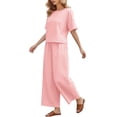 thumbnail image 6 of NMMUED Two Piece Sets for Women Summer Outfits Oversized Wide Leg Pants Lounge Sets Airport Beach Vacation Clothes Lounge Sets for Women Pink L, 6 of 6