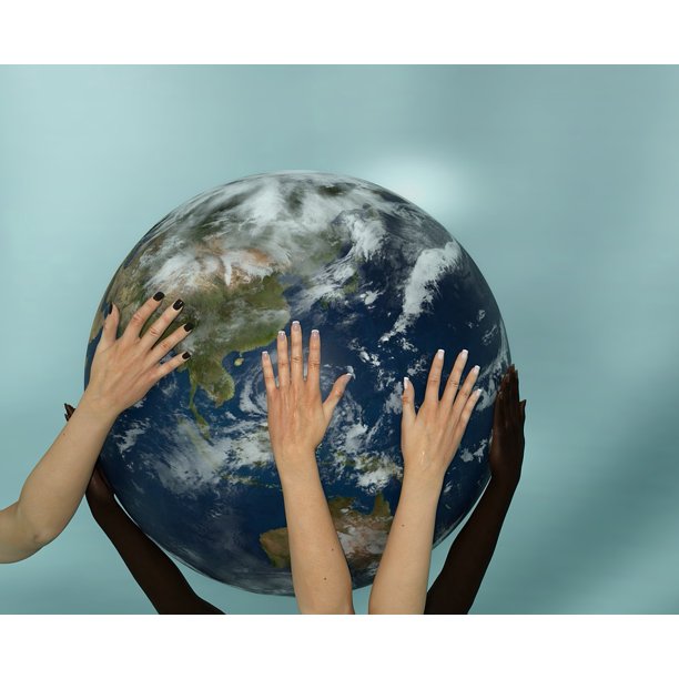 Harmony Cooperation Earth Hands Globe 12 Inch By 18 Inch Laminated Poster With Bright Colors And Vivid Imagery Comes Framed With A 12x18 Frame Walmart Com Walmart Com