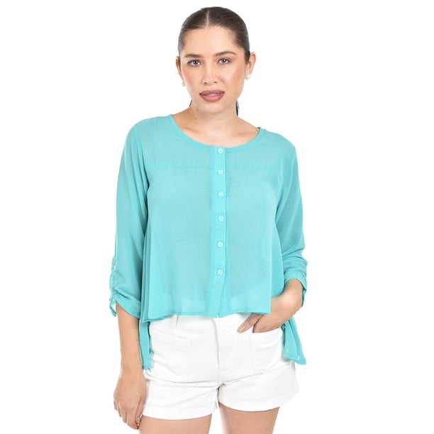 Blusa con abertura en espalda Roman Fashion /Juvenil, 8036 (Menta) turquesa M