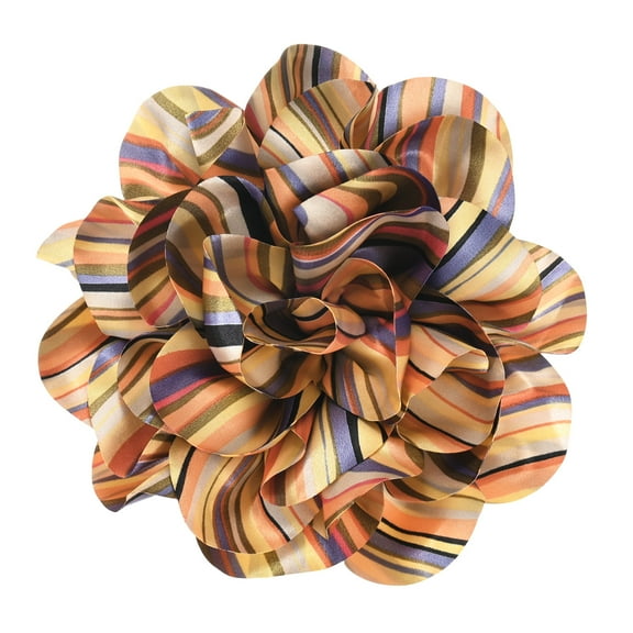Extra Large Rose Flower Brooches, 8.3 Inch Lapel Pins Dainty Satin Fabric Big Camellia Oversized Brooch Pin [21cm, Orange Stripes]
