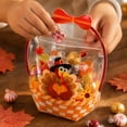 thumbnail image 3 of 20 Pcs Personalized Turkey Pattern Halloween Basket, Clear PVC Candy Storage Bags with Bow, For Thanksgiving Table Display & Fall Favor Prep For Party Organizers-Red, 3 of 3