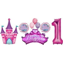 Princess Party 1st Birthday Glamour Girl Castle and Crown Balloon Bouquet Decorations