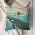 thumbnail image 3 of Summer Throw Pillow Cushion Case , Lady on Vacation Beach Coastal Fun Woman Nautical Whale Mermaid Island Seagulls, Modern Accent Double-Sided Digital Printing,Seafoam Blush, 3 of 5