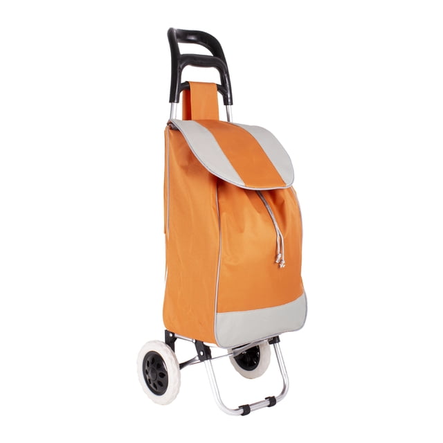 Carrito Plegable Multifuncional Queen Sense Ideal Para Mandado Supermercado Con Bolsa De Lona Color Naranja