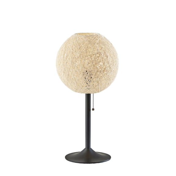 24" Antiqued Bronze Metal Candlestick Table Lamp With Off White Globe Shade