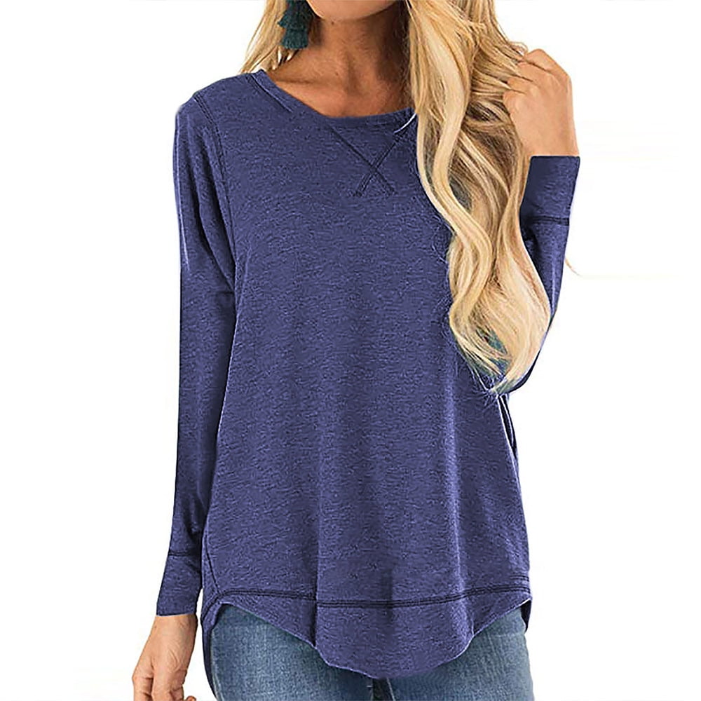 Side Split Tunic Sweater Tops 