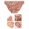 thumbnail image 4 of 3-Pack Women Satin Panties Low-Waist Ruffle Milk Silk Underwear Comfortable Bikini Briefs Elastic Ladies Underpants Lingerie, 4 of 10