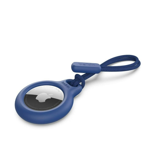 Support sécurisé Belkin pour Apple AirTag avec sangle – Porte-clés pour AirTag – Étui avec sangle pour anneau porte-clés – Résistant aux rayures avec bords surélevés – Bleu