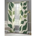 thumbnail image 4 of Abstract Tropical Plants Sheer Curtains for Living Room Bedroom, Light-filtering Sheer Curtain, Retro Green Leave Rod Pocket Voile Window Treatment Drapes, 52’’Wx108’’L, 2 Panels Set, 4 of 7