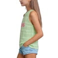 thumbnail image 4 of Girls Sleeveless Halter Knit Tank Top with LOVE Letter Print Green Summer Casual Top for Kids,Size 1-2T, 4 of 4