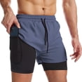 thumbnail image 1 of Xishao Shorts Hombre Deportivos 2 en 1 （2021 Actualización） Tela Secado Rápido Pantalones Cortos para Correr con Forro Licra de Bolsillo Incorporado Transpirable azul cobalto XL azul cobalto XL Xishao ropa, 1 of 2