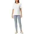 thumbnail image 2 of INSPIRE CHIC Women's T-Shirt Round Neck Short Sleeve Basic Casual Textured Top XS White, 2 of 6