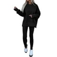 thumbnail image 5 of Dazajoo Sweatshirt and Leggings Set for Women Oversized Pullover Tops Matching Slim Leggings Yoga 2 Piece Outfits Tracksuit,Black,L, 5 of 8