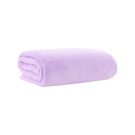 Hiroekza Large Soft Velvet Bath Towel - Super Absorbent Quick-Dry & Stylish Striped Design for Adults & Home Use Purple